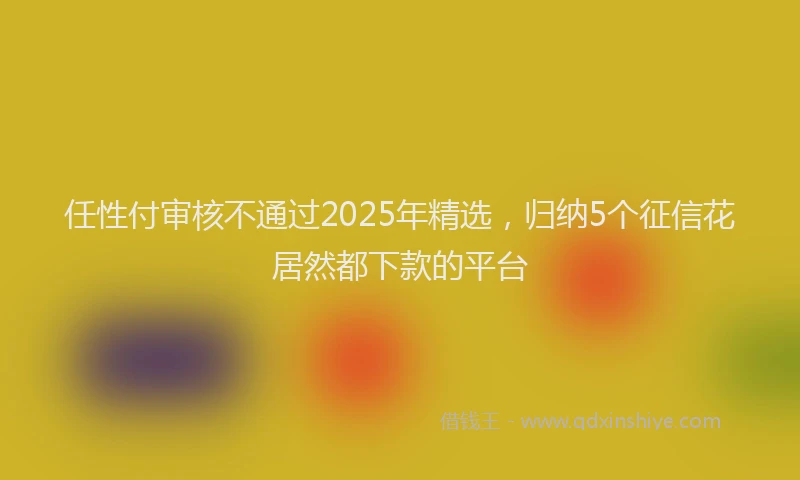 任性付审核不通过2025年精选，归纳5个征信花居然都下款的平台