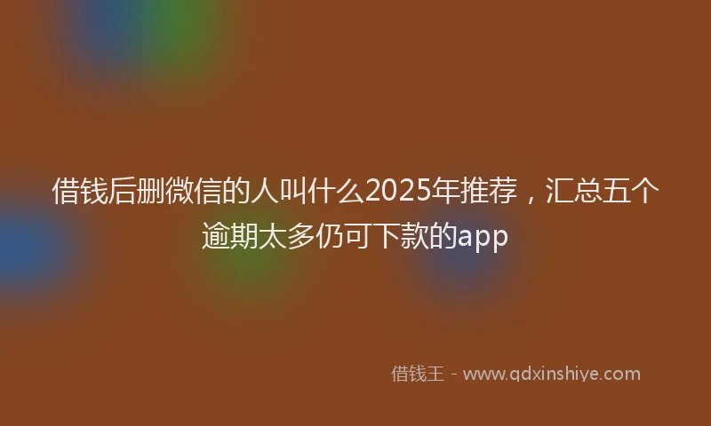借钱后删微信的人叫什么2025年推荐，汇总五个逾期太多仍可下款的app