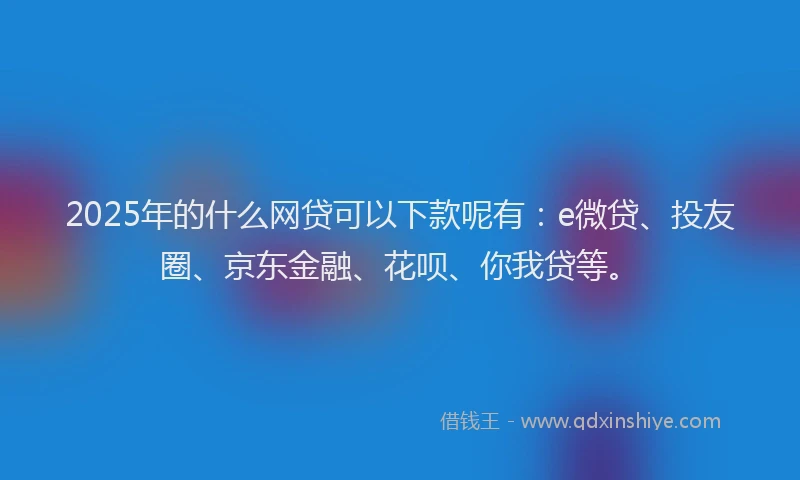 2025年的什么网贷可以下款呢有：e微贷、投友圈、京东金融、花呗、你我贷等。