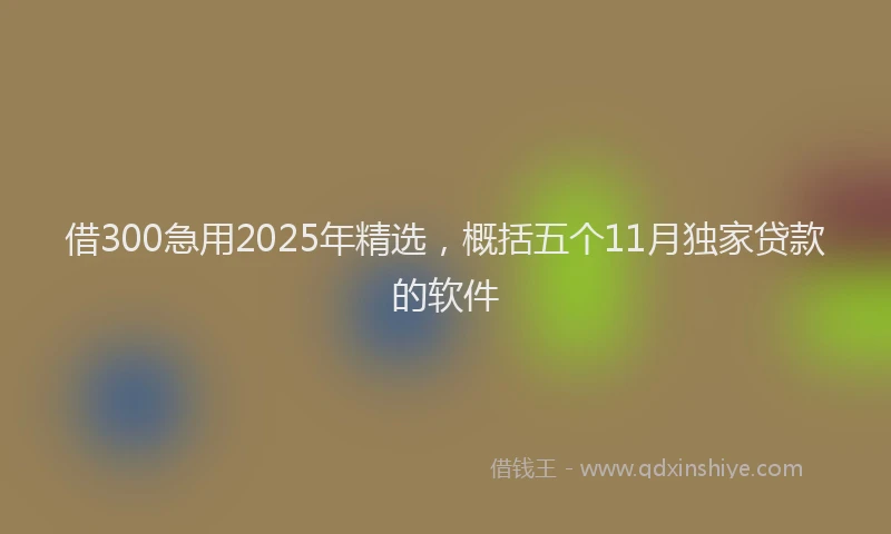 借300急用2025年精选，概括五个11月独家贷款的软件