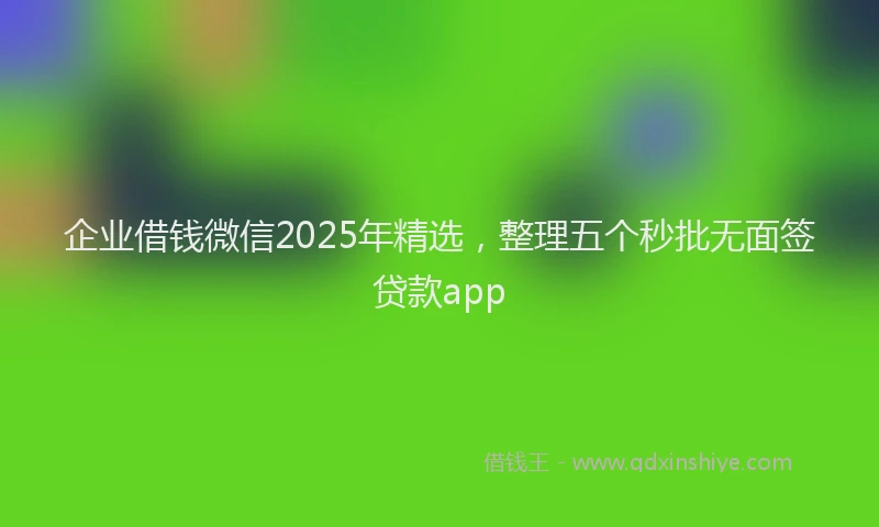 企业借钱微信2025年精选，整理五个秒批无面签贷款app