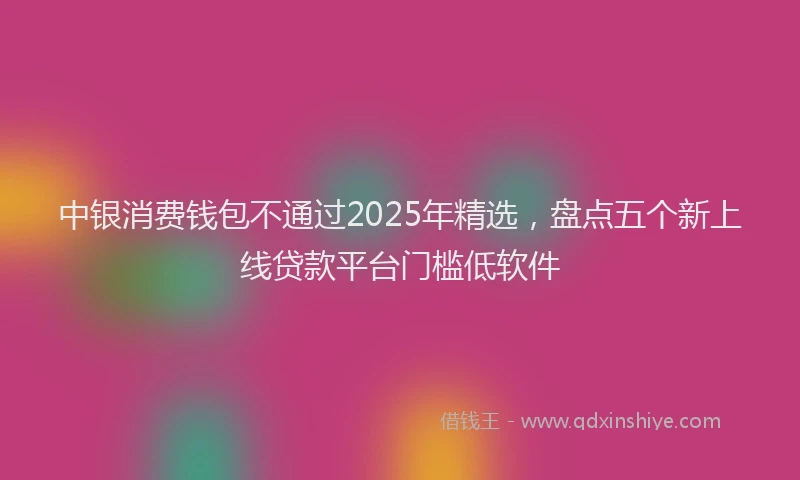 中银消费钱包不通过2025年精选，盘点五个新上线贷款平台门槛低软件