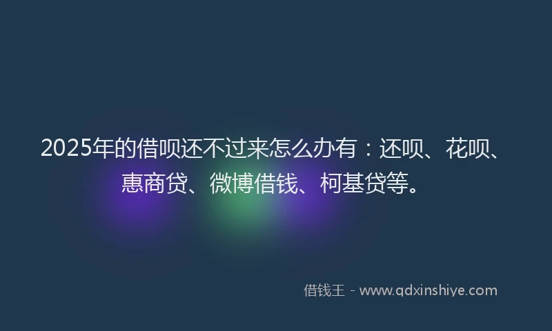 2025年的借呗还不过来怎么办有：还呗、花呗、惠商贷、微博借钱、柯基贷等。