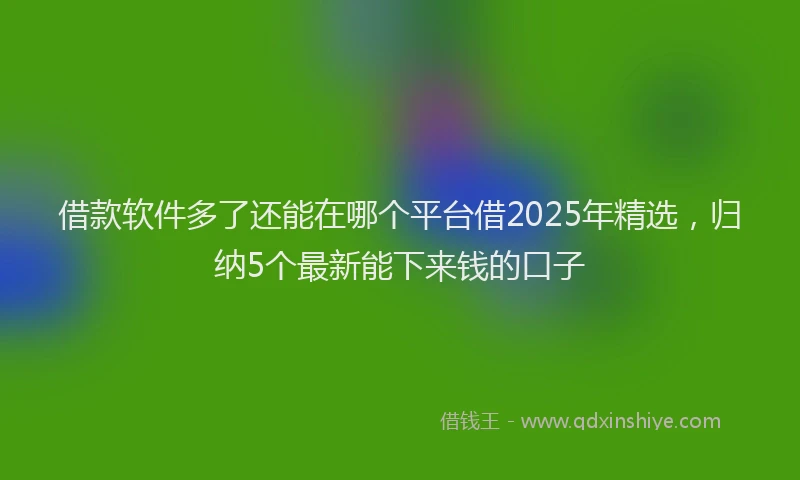借款软件多了还能在哪个平台借2025年精选，归纳5个最新能下来钱的口子