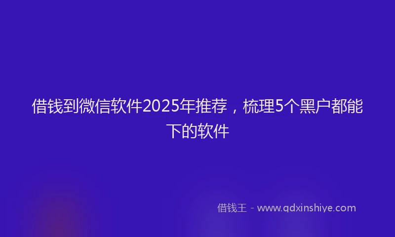 借钱到微信软件2025年推荐，梳理5个黑户都能下的软件
