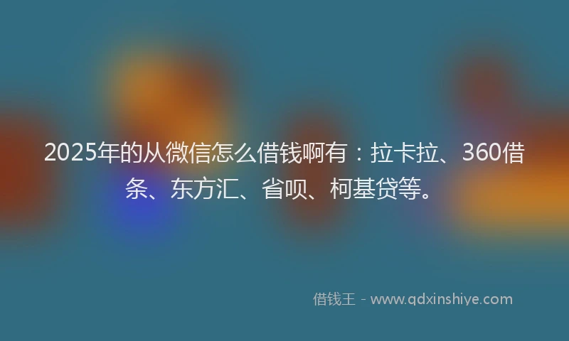 2025年的从微信怎么借钱啊有：拉卡拉、360借条、东方汇、省呗、柯基贷等。