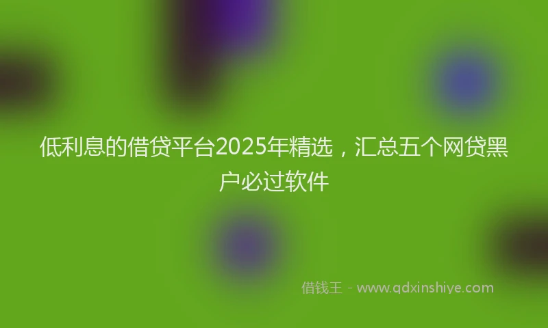 低利息的借贷平台2025年精选，汇总五个网贷黑户必过软件
