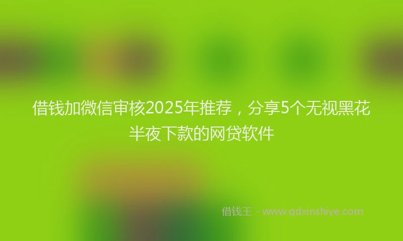 借钱加微信审核2025年推荐，分享5个无视黑花半夜下款的网贷软件