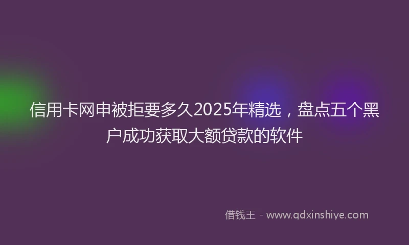信用卡网申被拒要多久2025年精选，盘点五个黑户成功获取大额贷款的软件