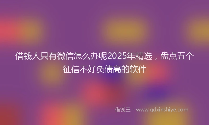 借钱人只有微信怎么办呢2025年精选，盘点五个征信不好负债高的软件