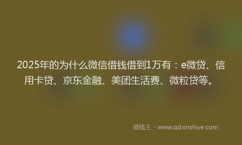 2025年的为什么微信借钱借到1万有：e微贷、信用卡贷、京东金融、美团生活费、微粒贷等。