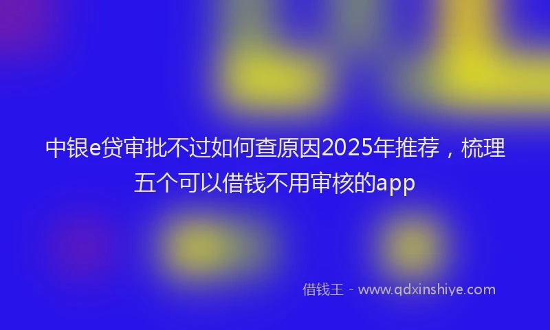 中银e贷审批不过如何查原因2025年推荐，梳理五个可以借钱不用审核的app