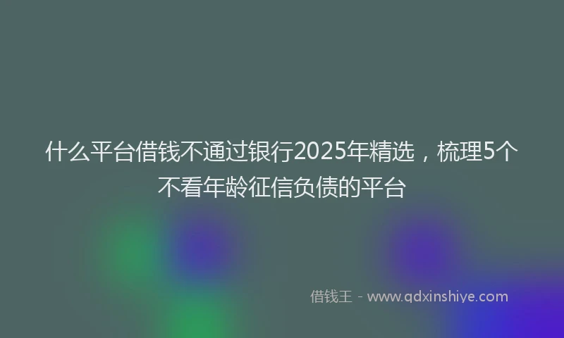 什么平台借钱不通过银行2025年精选，梳理5个不看年龄征信负债的平台