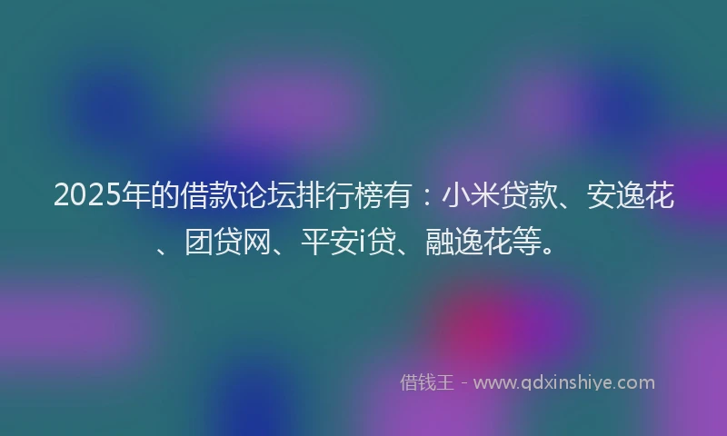 2025年的借款论坛排行榜有：小米贷款、安逸花、团贷网、平安i贷、融逸花等。