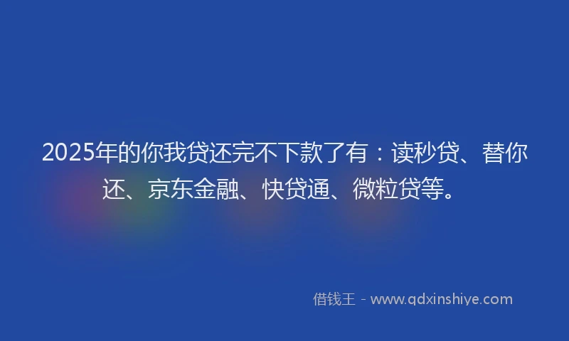 2025年的你我贷还完不下款了有：读秒贷、替你还、京东金融、快贷通、微粒贷等。