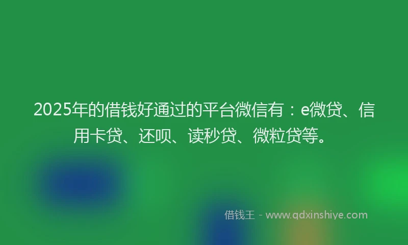 2025年的借钱好通过的平台微信有：e微贷、信用卡贷、还呗、读秒贷、微粒贷等。