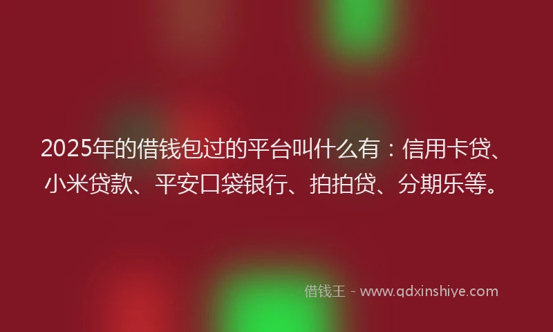 2025年的借钱包过的平台叫什么有：信用卡贷、小米贷款、平安口袋银行、拍拍贷、分期乐等。