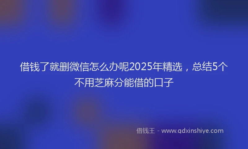 借钱了就删微信怎么办呢2025年精选，总结5个不用芝麻分能借的口子
