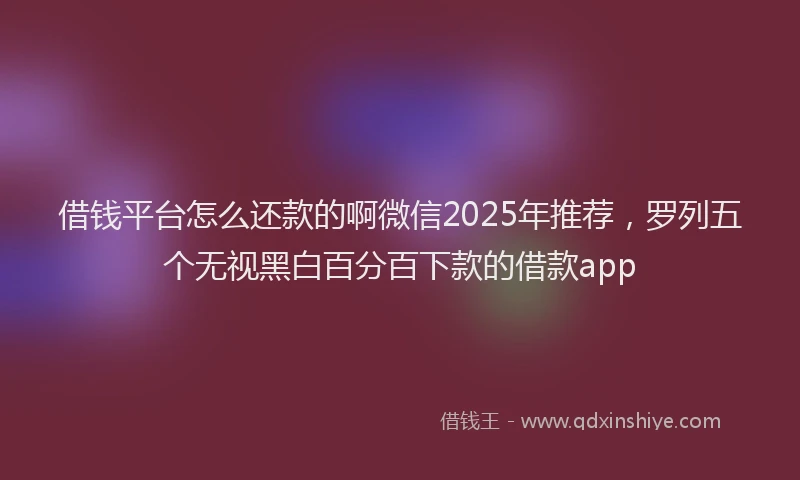 借钱平台怎么还款的啊微信2025年推荐，罗列五个无视黑白百分百下款的借款app