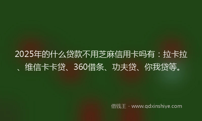 2025年的什么贷款不用芝麻信用卡吗有：拉卡拉、维信卡卡贷、360借条、功夫贷、你我贷等。