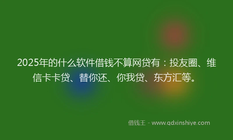 2025年的什么软件借钱不算网贷有：投友圈、维信卡卡贷、替你还、你我贷、东方汇等。