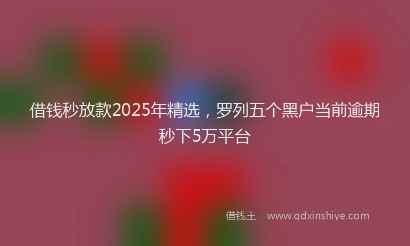 借钱秒放款2025年精选，罗列五个黑户当前逾期秒下5万平台