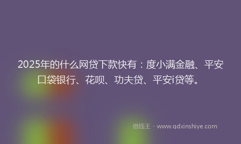2025年的什么网贷下款快有：度小满金融、平安口袋银行、花呗、功夫贷、平安i贷等。