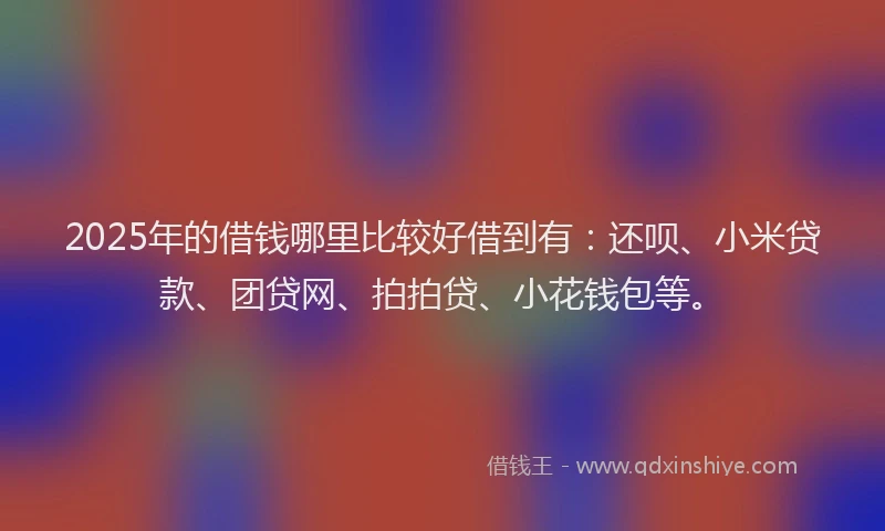 2025年的借钱哪里比较好借到有：还呗、小米贷款、团贷网、拍拍贷、小花钱包等。