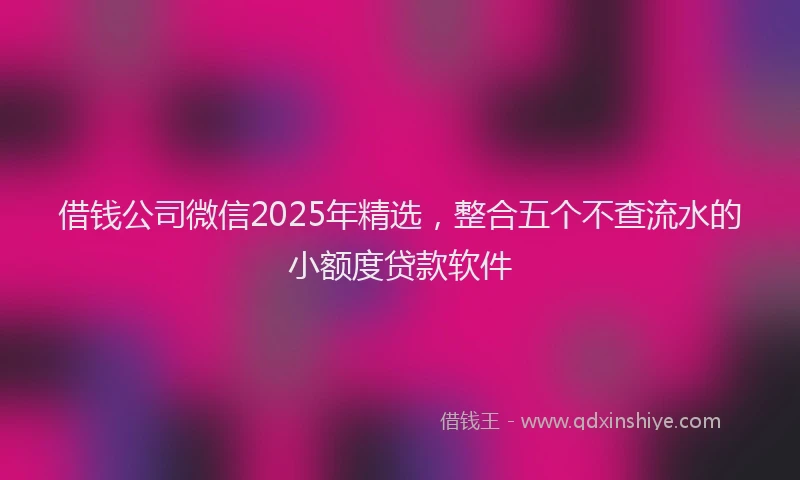 借钱公司微信2025年精选，整合五个不查流水的小额度贷款软件
