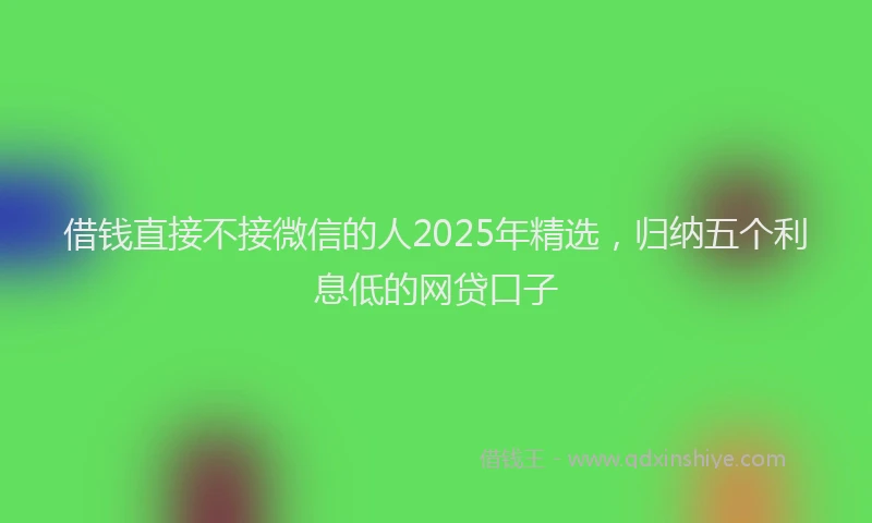 借钱直接不接微信的人2025年精选，归纳五个利息低的网贷口子
