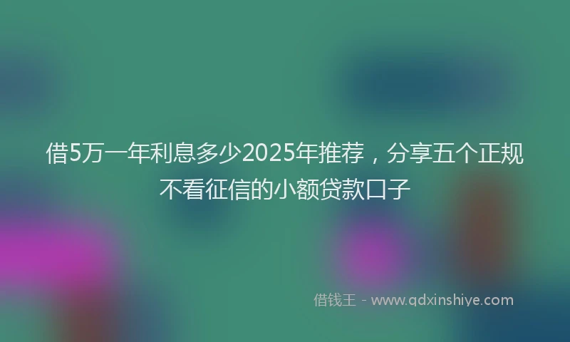 借5万一年利息多少2025年推荐，分享五个正规不看征信的小额贷款口子