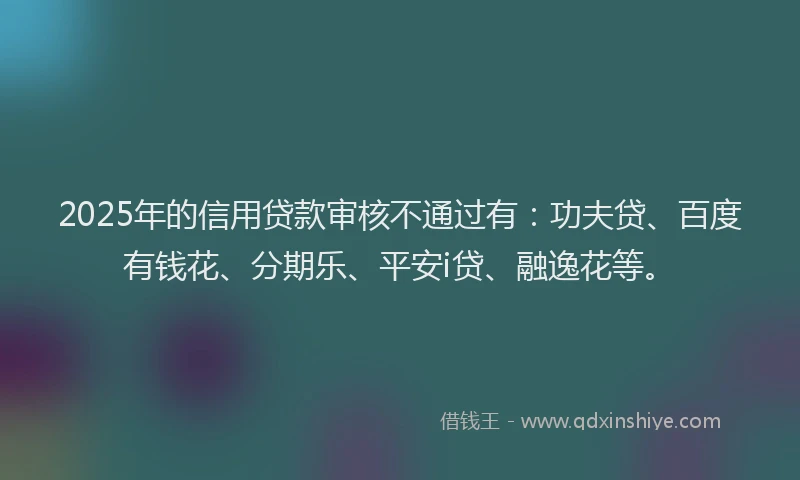 2025年的信用贷款审核不通过有：功夫贷、百度有钱花、分期乐、平安i贷、融逸花等。