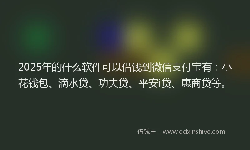 2025年的什么软件可以借钱到微信支付宝有：小花钱包、滴水贷、功夫贷、平安i贷、惠商贷等。