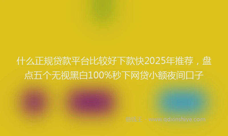 什么正规贷款平台比较好下款快2025年推荐，盘点五个无视黑白100%秒下网贷小额夜间口子