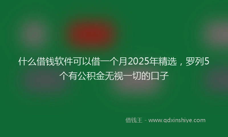 什么借钱软件可以借一个月2025年精选，罗列5个有公积金无视一切的口子
