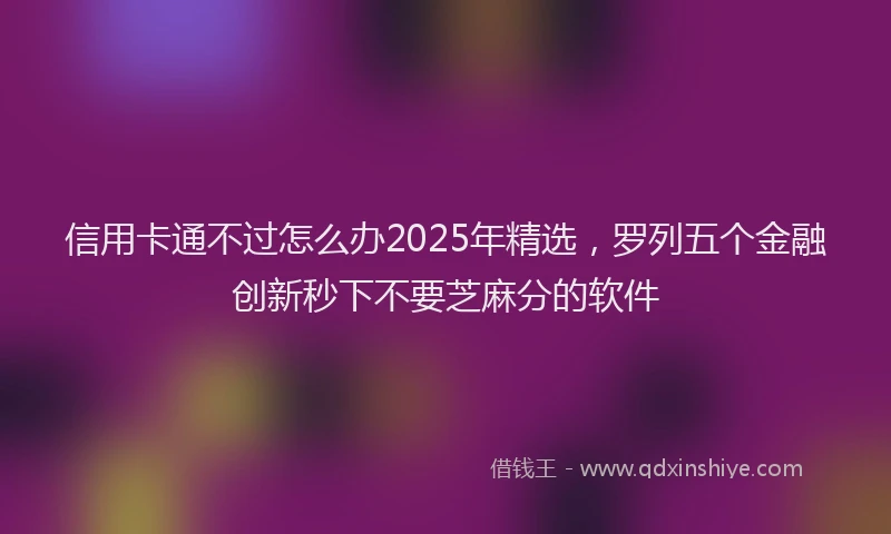 信用卡通不过怎么办2025年精选，罗列五个金融创新秒下不要芝麻分的软件