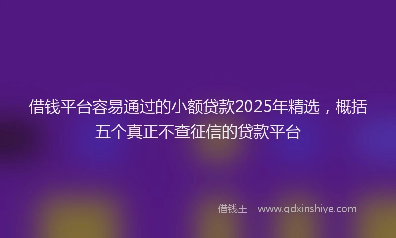 借钱平台容易通过的小额贷款2025年精选，概括五个真正不查征信的贷款平台