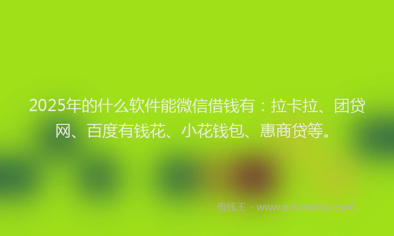 2025年的什么软件能微信借钱有：拉卡拉、团贷网、百度有钱花、小花钱包、惠商贷等。