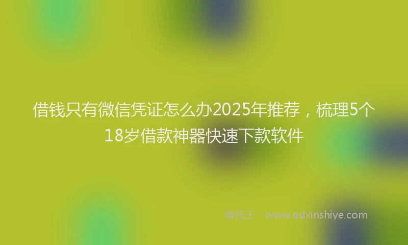 借钱只有微信凭证怎么办2025年推荐，梳理5个18岁借款神器快速下款软件