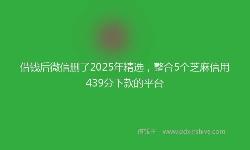 借钱后微信删了2025年精选，整合5个芝麻信用439分下款的平台