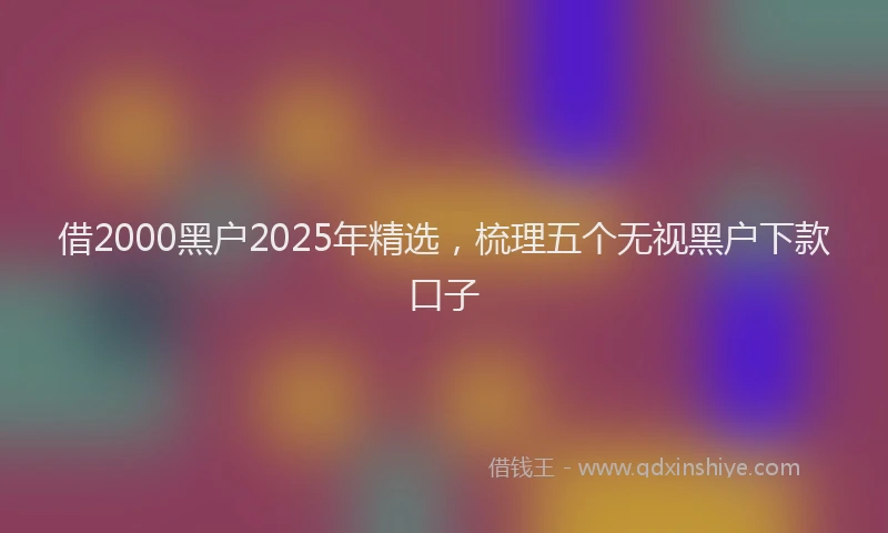 借2000黑户2025年精选，梳理五个无视黑户下款口子