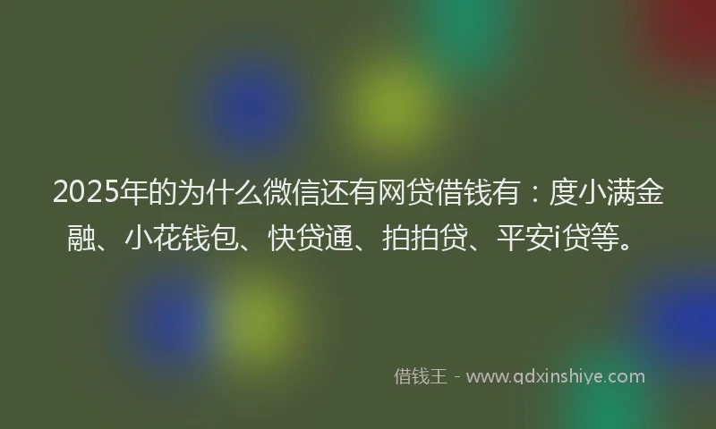 2025年的为什么微信还有网贷借钱有：度小满金融、小花钱包、快贷通、拍拍贷、平安i贷等。
