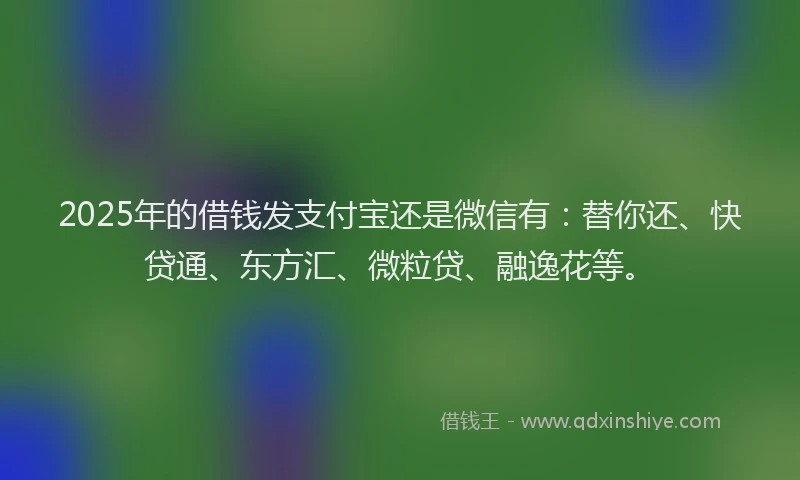 2025年的借钱发支付宝还是微信有：替你还、快贷通、东方汇、微粒贷、融逸花等。