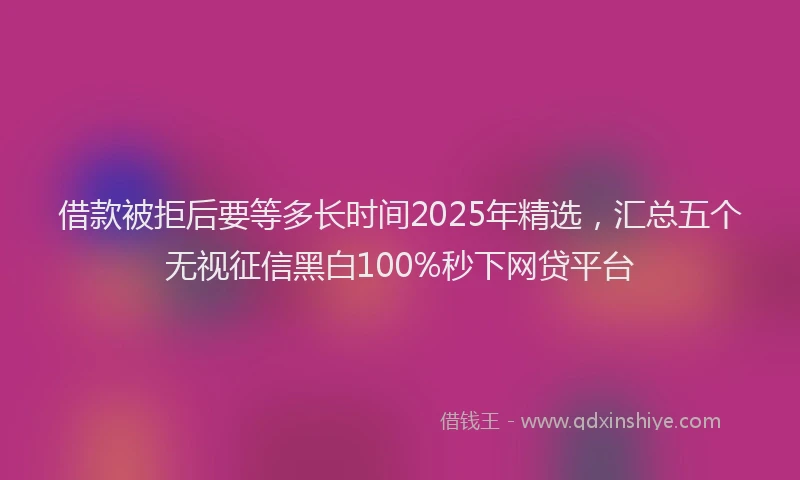 借款被拒后要等多长时间2025年精选，汇总五个无视征信黑白100%秒下网贷平台