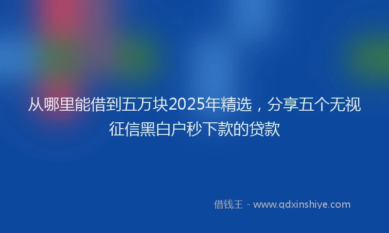 从哪里能借到五万块2025年精选，分享五个无视征信黑白户秒下款的贷款