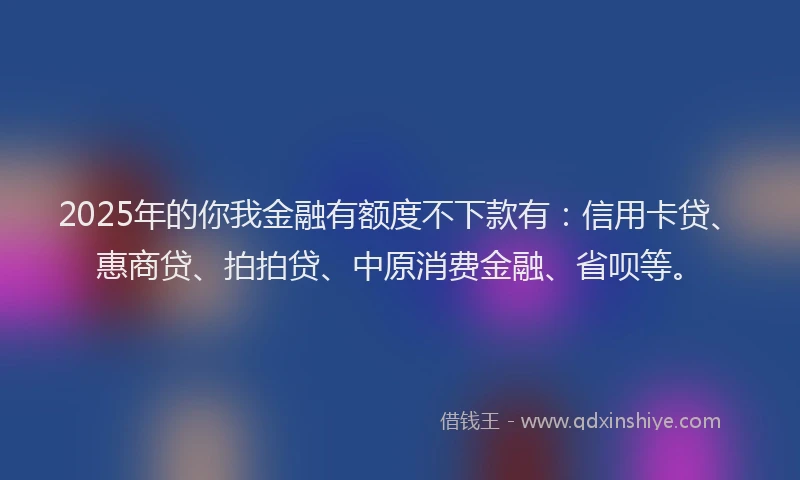 2025年的你我金融有额度不下款有：信用卡贷、惠商贷、拍拍贷、中原消费金融、省呗等。