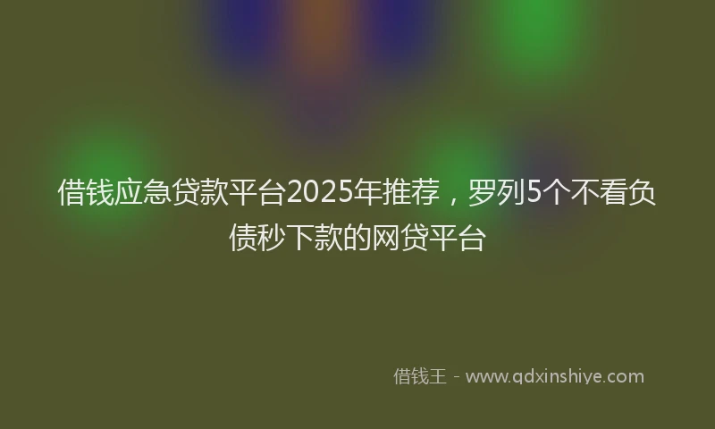 借钱应急贷款平台2025年推荐，罗列5个不看负债秒下款的网贷平台