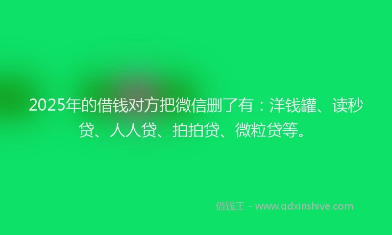2025年的借钱对方把微信删了有：洋钱罐、读秒贷、人人贷、拍拍贷、微粒贷等。