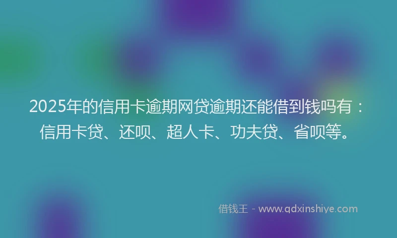 2025年的信用卡逾期网贷逾期还能借到钱吗有：信用卡贷、还呗、超人卡、功夫贷、省呗等。