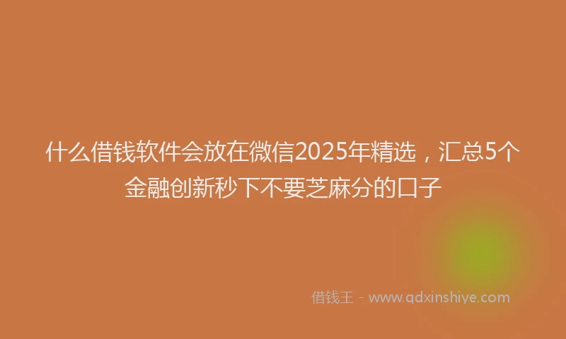 什么借钱软件会放在微信2025年精选，汇总5个金融创新秒下不要芝麻分的口子